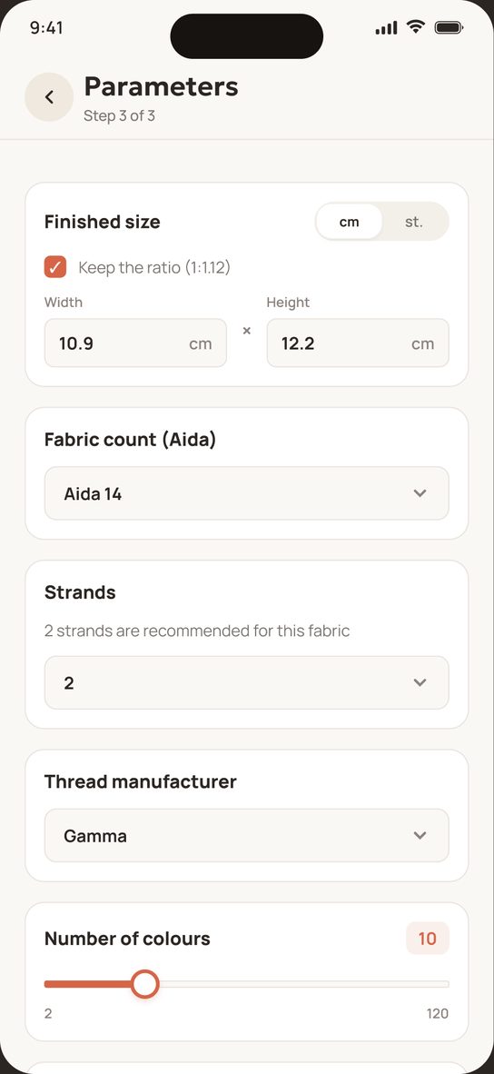 Pattern parameters